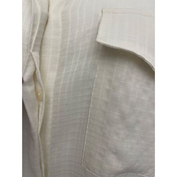 Ann Taylor Women Ivory Sleeveless Textured Utility Button Down Shirt Size L - Picture 6 of 10